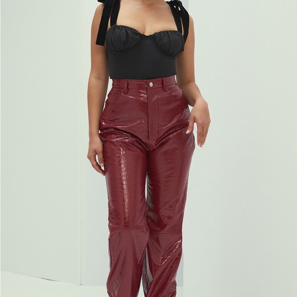 Mistress Rocks “Unconditional” Red Vegan Leather Python Pants | Size S - Picture 1 of 15